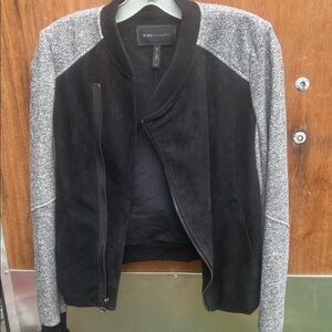 BCBGMaxAzria Black and Gray Bomber Jacket